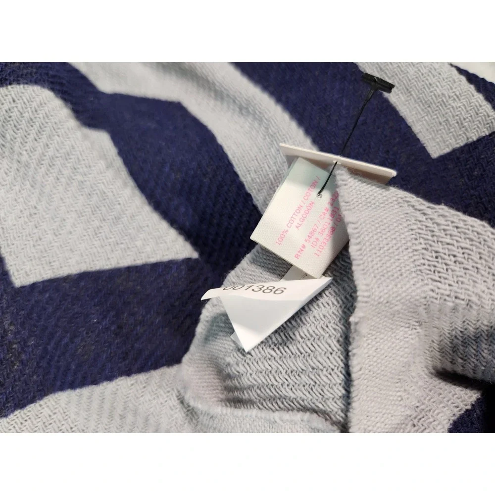 NWT Victorias Secret PINK Festival Beach Blanket Gray And Blue 100% Cotton New